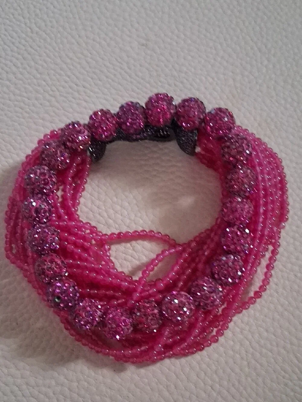 Pink Beaded Tassel Necklace and Bracelet Set